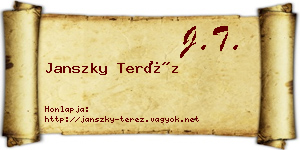 Janszky Teréz névjegykártya